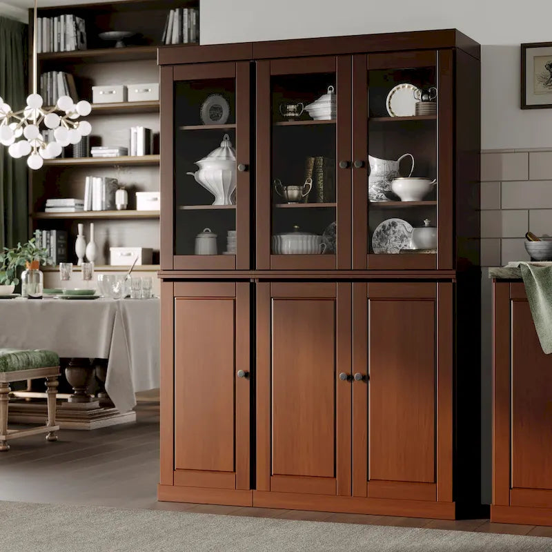 Palace Imports 100% Solid Wood China Pantry with Glass or Solid Wood Doors and 2-Drawers - 48.5 x 71.5