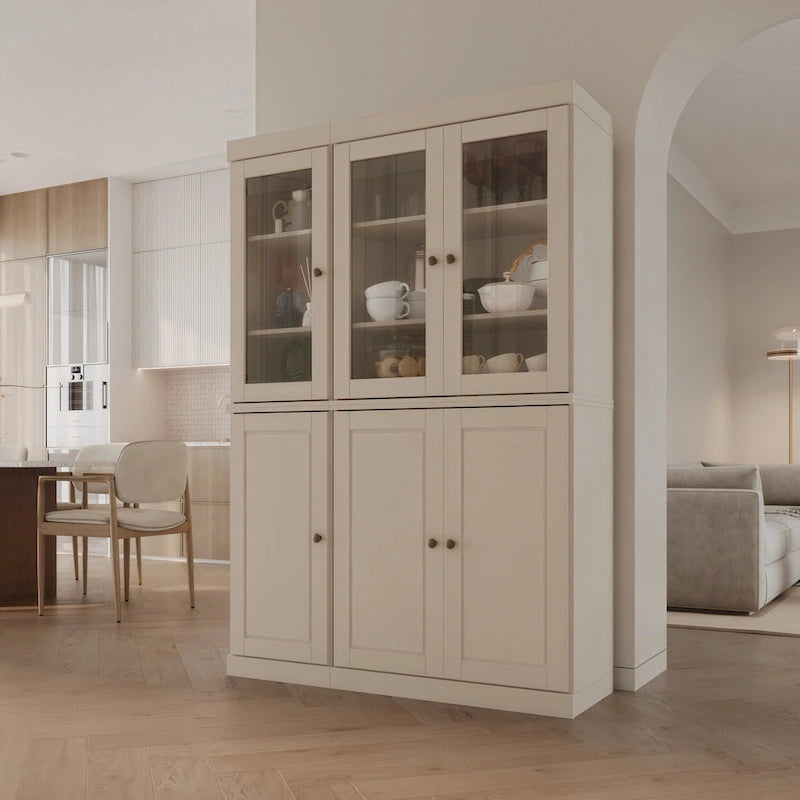 Palace Imports 100% Solid Wood China Pantry with Glass or Solid Wood Doors and 2-Drawers - 48.5 x 71.5