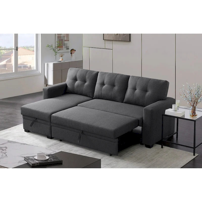 Upholstered Pull out Sectional Sofa with Chaise