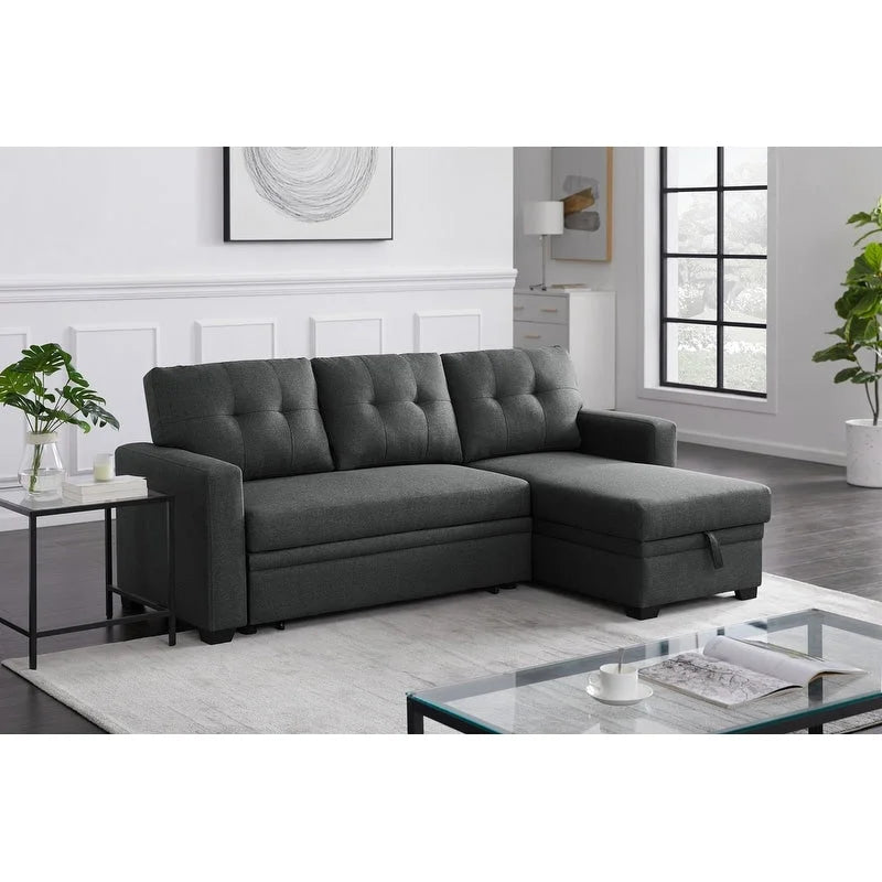 Upholstered Pull out Sectional Sofa with Chaise