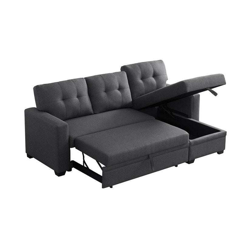 Upholstered Pull out Sectional Sofa with Chaise