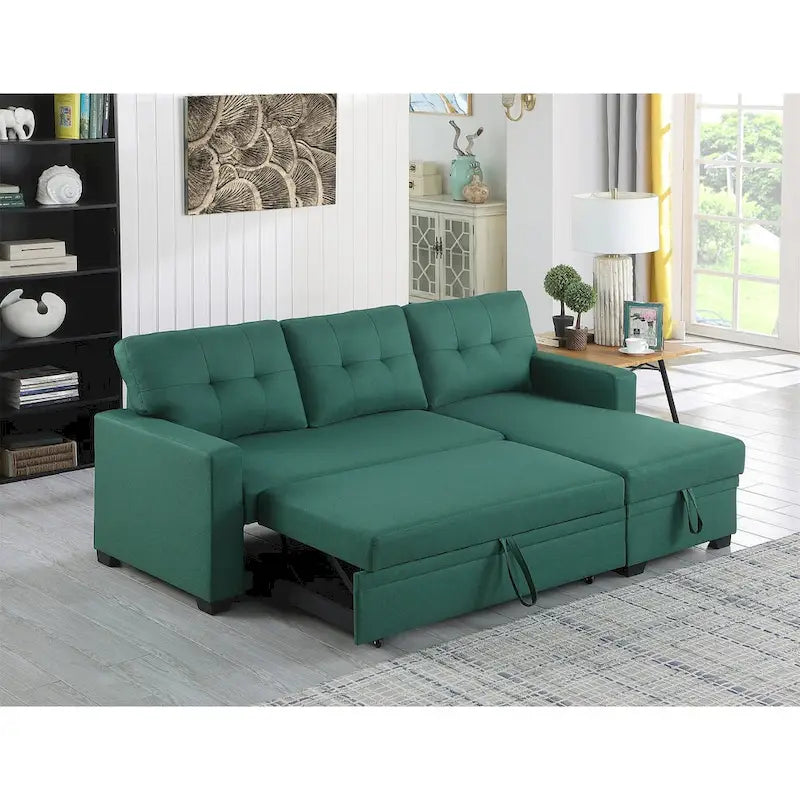 Upholstered Pull out Sectional Sofa with Chaise