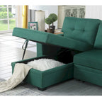 Upholstered Pull out Sectional Sofa with Chaise