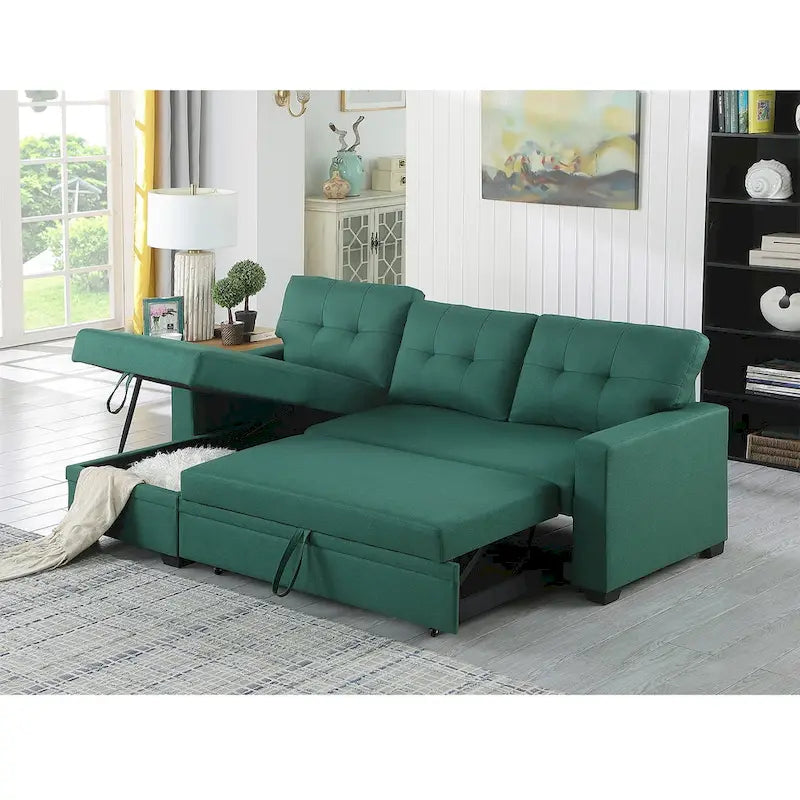 Upholstered Pull out Sectional Sofa with Chaise