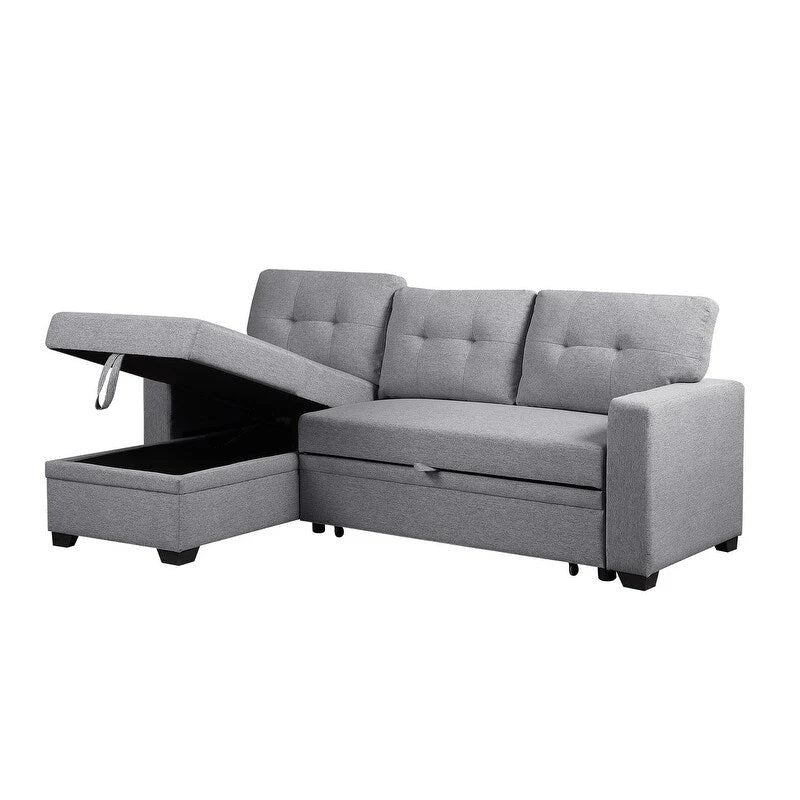 Upholstered Pull out Sectional Sofa with Chaise