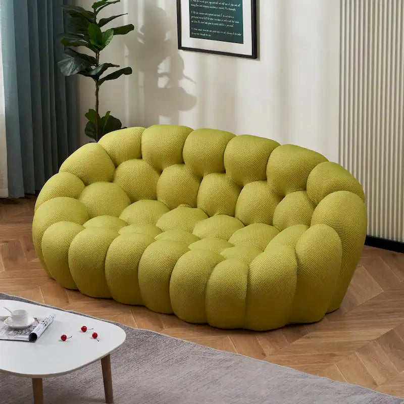 2-Seat Bubble Curved Lazy Sofa Honeycomb Shaped with 3D Textile Fabric for Living Room Salon Apartment