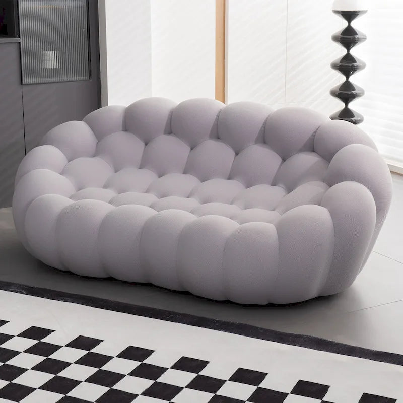 2-Seat Bubble Curved Lazy Sofa Honeycomb Shaped with 3D Textile Fabric for Living Room Salon Apartment