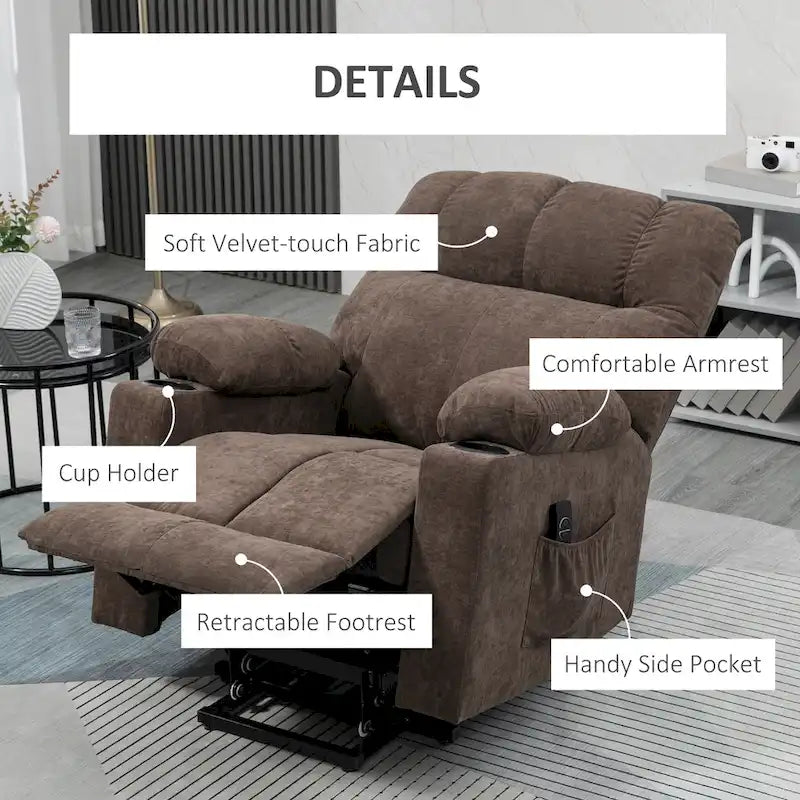 HOMCOM Electric Power Lift Chair Recliners for Elderly, Oversized Living Room Recliner Chair with Remote Control