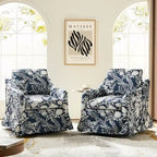 Alois Floral Slipcover Swivel Accent Chair with Removable Cushion Set of 2 by HULALA HOME