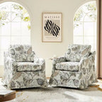 Alois Floral Slipcover Swivel Accent Chair with Removable Cushion Set of 2 by HULALA HOME