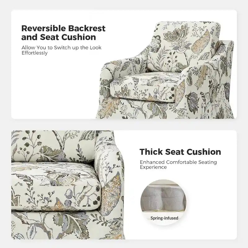 Alois Floral Slipcover Swivel Accent Chair with Removable Cushion Set of 2 by HULALA HOME
