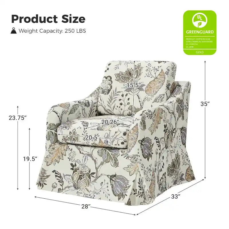 Alois Floral Slipcover Swivel Accent Chair with Removable Cushion Set of 2 by HULALA HOME