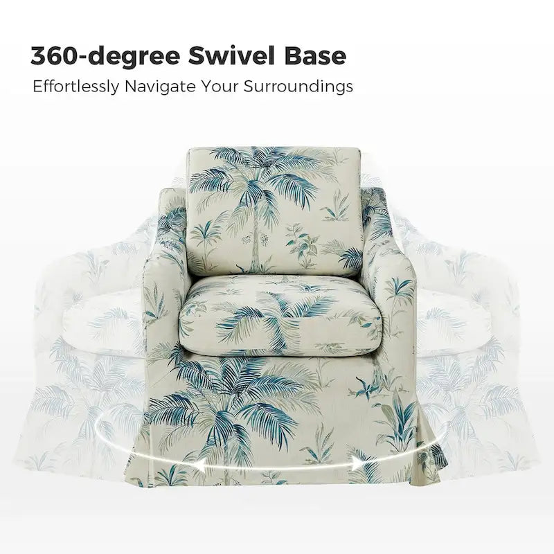 Alois Floral Slipcover Swivel Accent Chair with Removable Cushion Set of 2 by HULALA HOME