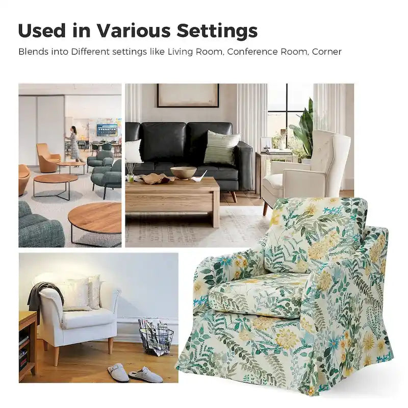 Alois Floral Slipcover Swivel Accent Chair with Removable Cushion Set of 2 by HULALA HOME