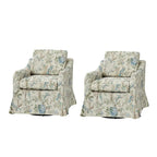 Alois Floral Slipcover Swivel Accent Chair with Removable Cushion Set of 2 by HULALA HOME