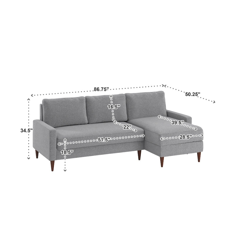Parker Convertible Sofa with Right Facing Storage Chaise by iNSPIRE Q Modern