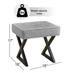 Textured Velvet Ottoman Vanity Stool 18X18X17