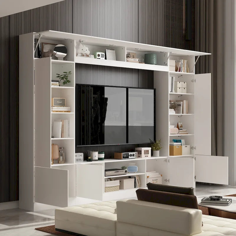 Wall Unit TV Stand with Bookshelves for TVs up to 70, Modern Console