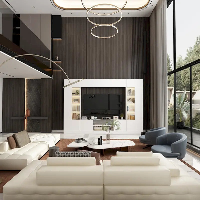 Wall Unit TV Stand with Bookshelves for TVs up to 70, Modern Console