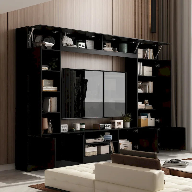 Wall Unit TV Stand with Bookshelves for TVs up to 70, Modern Console