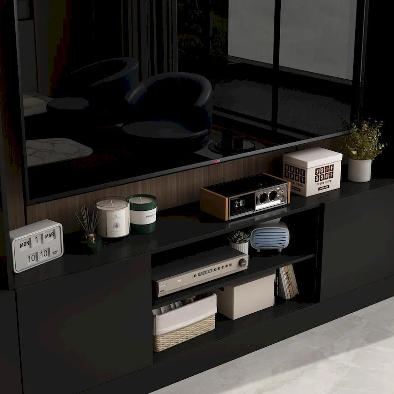 Wall Unit TV Stand with Bookshelves for TVs up to 70, Modern Console