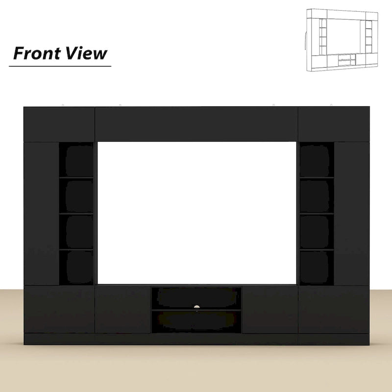 Wall Unit TV Stand with Bookshelves for TVs up to 70, Modern Console