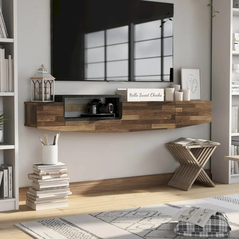 DH BASIC Contemporary 63-inch 1-Shelf Floating TV Console with Drawer and Lift-top Storage by Denhour