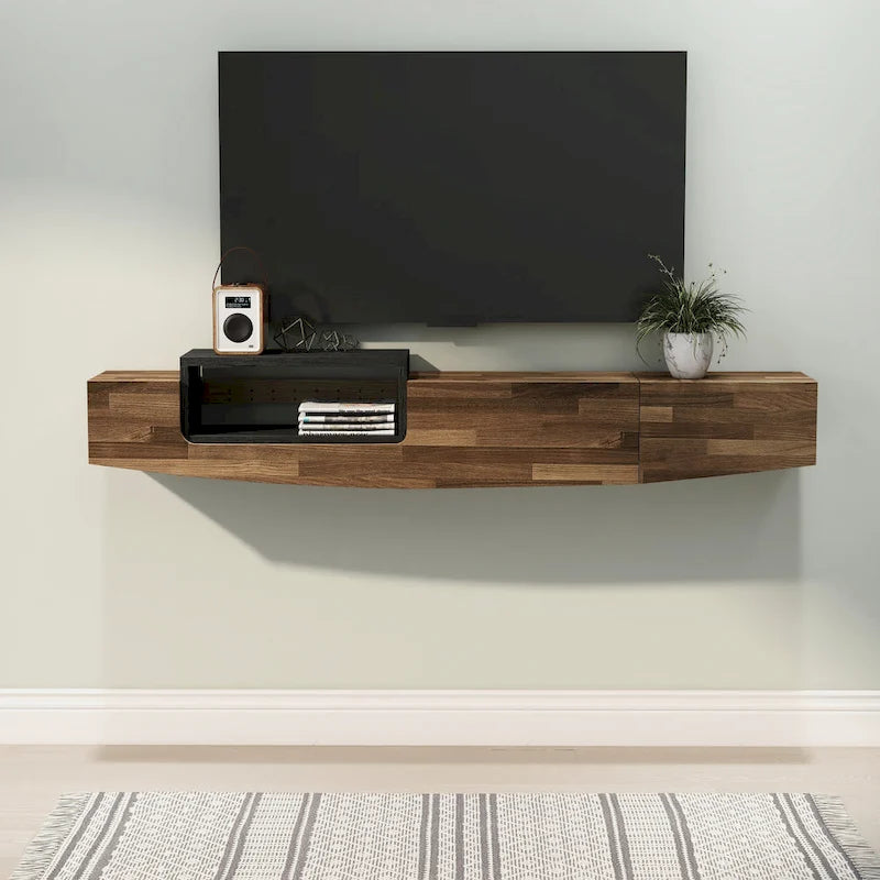 DH BASIC Contemporary 63-inch 1-Shelf Floating TV Console with Drawer and Lift-top Storage by Denhour
