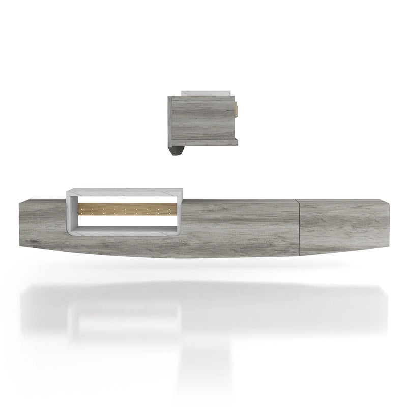 DH BASIC Contemporary 63-inch 1-Shelf Floating TV Console with Drawer and Lift-top Storage by Denhour