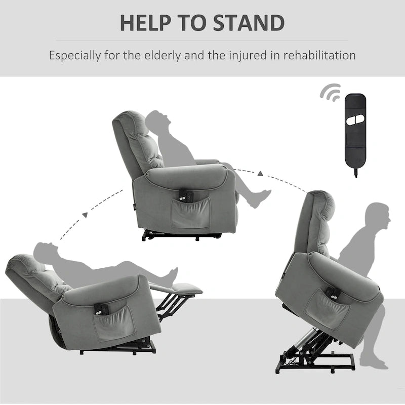 HOMCOM Electric Power Lift Recliner, Upholstered Vibration Massage Chair with Remote Control