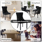 Dining Chairs Set of 6, Luxury Upholstered Velvet Kitchen Chairs Side Chair with Padded Seat Back and Solid Wood Legs - N/A