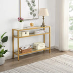 Carolina Living Chrysalis 3 Tier Glass Top Console Table - Gold