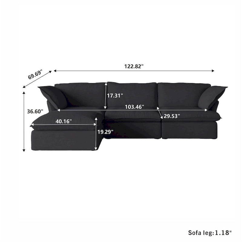 123 Upholstered Sectional Sofa Minimalist Velvet Couch