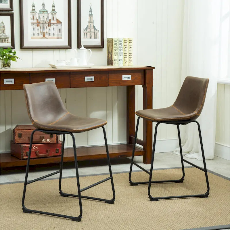Roundhill Furniture Lotusville 7-pc. Counter-height Black Wood Dining Set