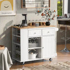 Kitchen Storage Island with Drop Leaf and Power Outlet For Dining Room