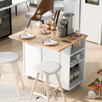 Kitchen Storage Island with Drop Leaf and Power Outlet For Dining Room