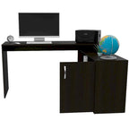 FM Furniture Dallas L-Shaped Home Office Desk, Two Shelves, Single Door Cabinet