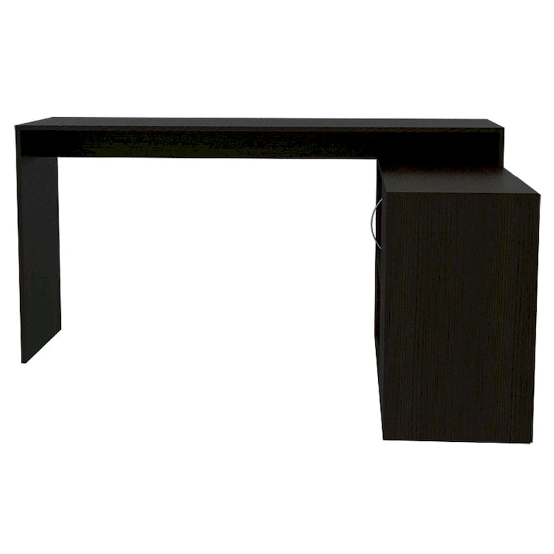 FM Furniture Dallas L-Shaped Home Office Desk, Two Shelves, Single Door Cabinet