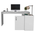 FM Furniture Dallas L-Shaped Home Office Desk, Two Shelves, Single Door Cabinet