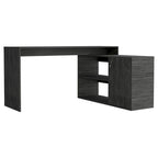 FM Furniture Dallas L-Shaped Home Office Desk, Two Shelves, Single Door Cabinet
