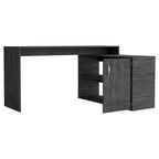 FM Furniture Dallas L-Shaped Home Office Desk, Two Shelves, Single Door Cabinet