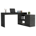 FM Furniture Dallas L-Shaped Home Office Desk, Two Shelves, Single Door Cabinet
