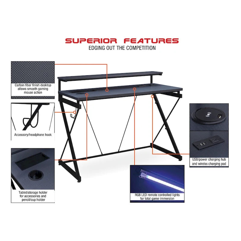 Emulator Battlestation Gaming Desk with RGB LED Lights