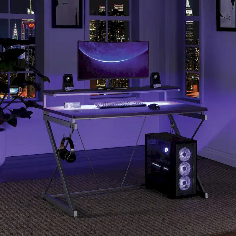 Emulator Battlestation Gaming Desk with RGB LED Lights