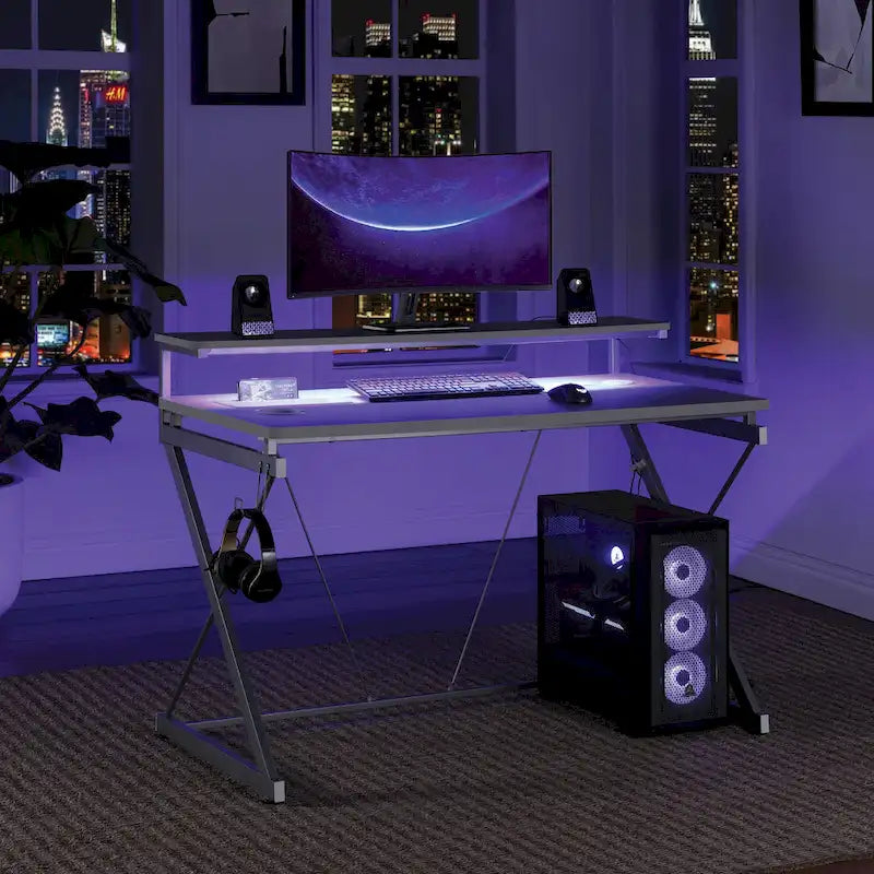 Emulator Battlestation Gaming Desk with RGB LED Lights