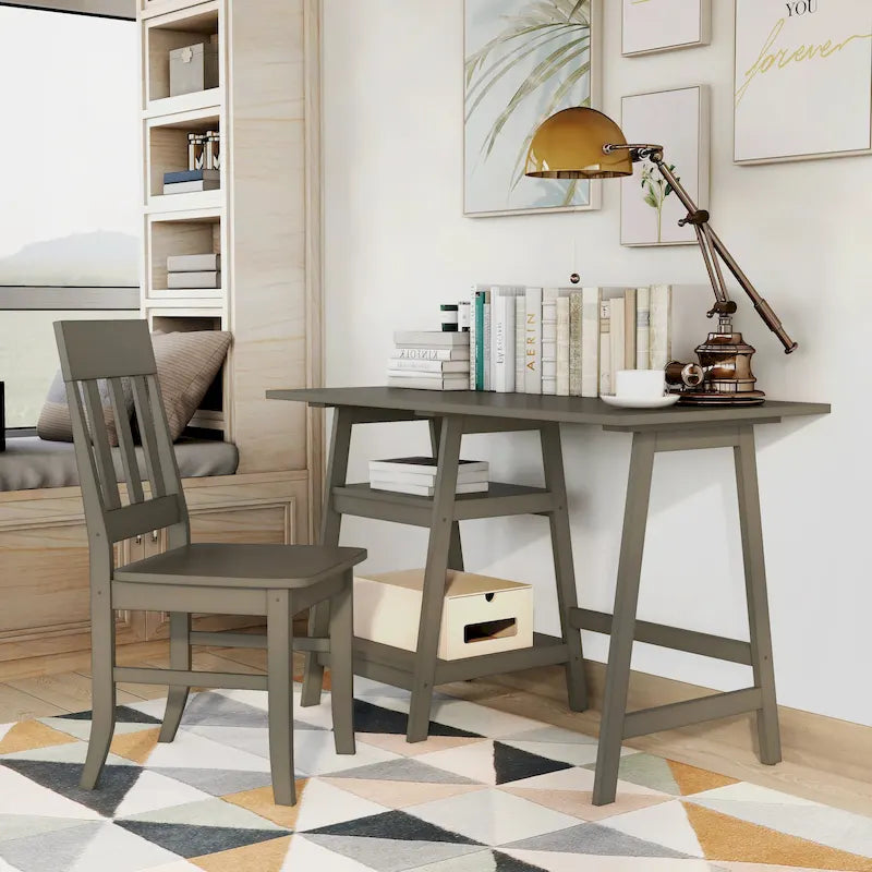Oller Transitional 47-inch 2-Piece Glass Computer Desk with Chair by Furniture of America
