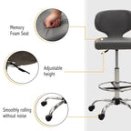 PU Leather Office Chair Swivel Adjustable Rolling Stool with Wheels