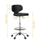 PU Leather Office Chair Swivel Adjustable Rolling Stool with Wheels