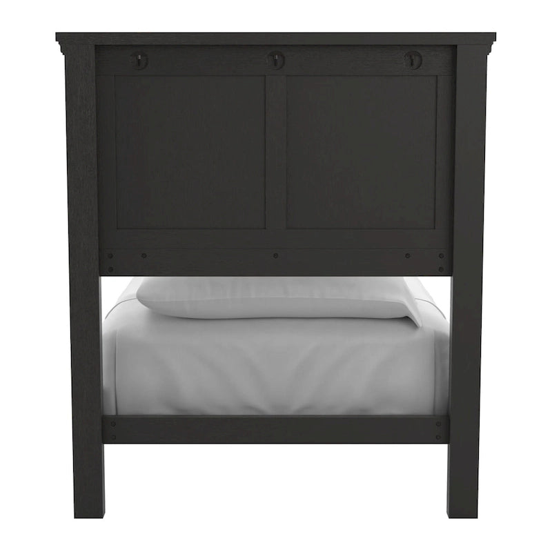 Farmhouse Basics Rustic Black Finish Panel Bed Set
