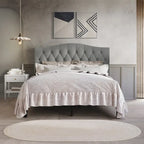 CraftPorch Classic Linen Button Tufted Upholstered Platform Bed